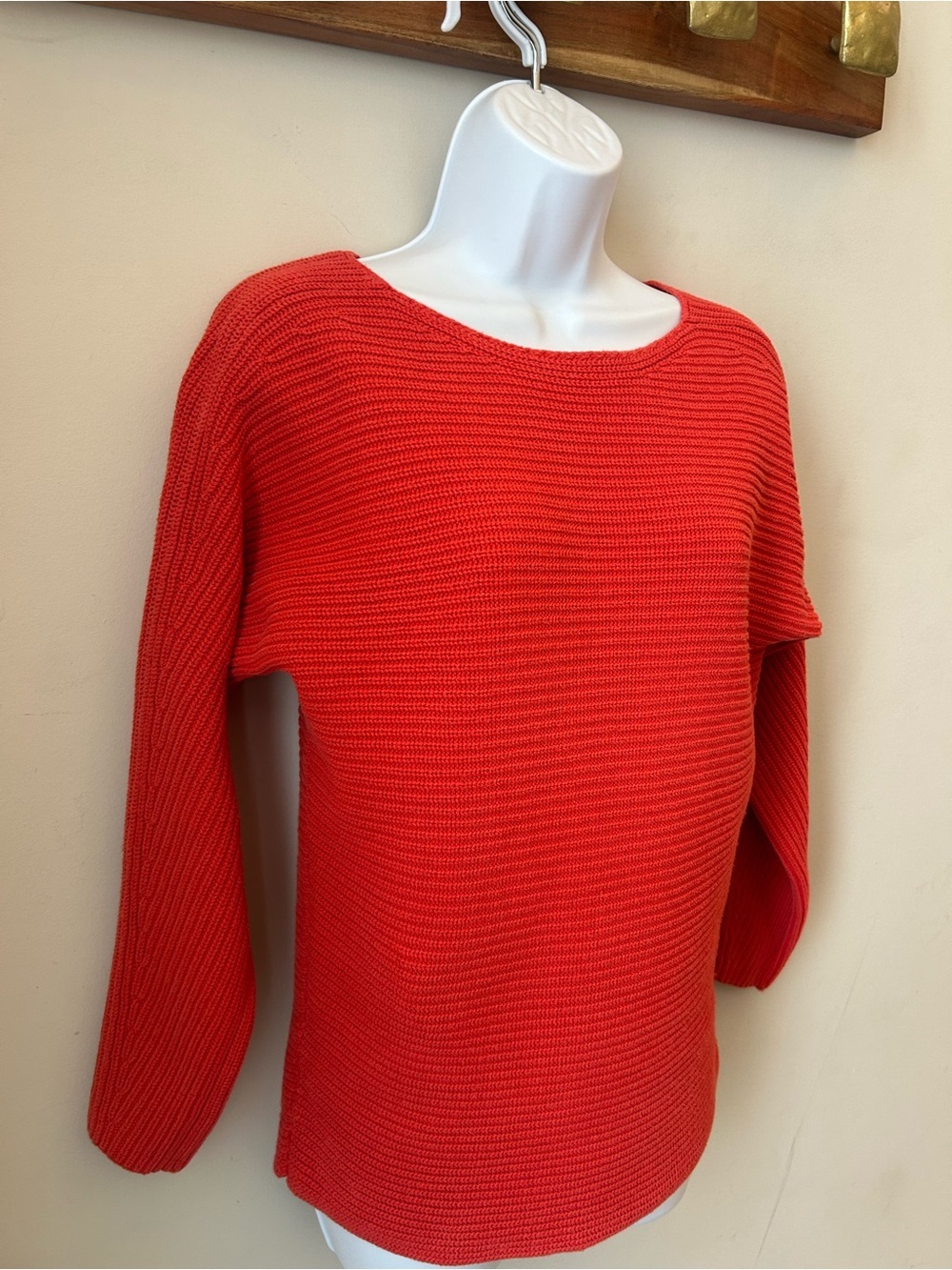 LOFT Coral Textured Cotton Knit Boat Neck Coastal Quiet Luxury XS 100% cotton